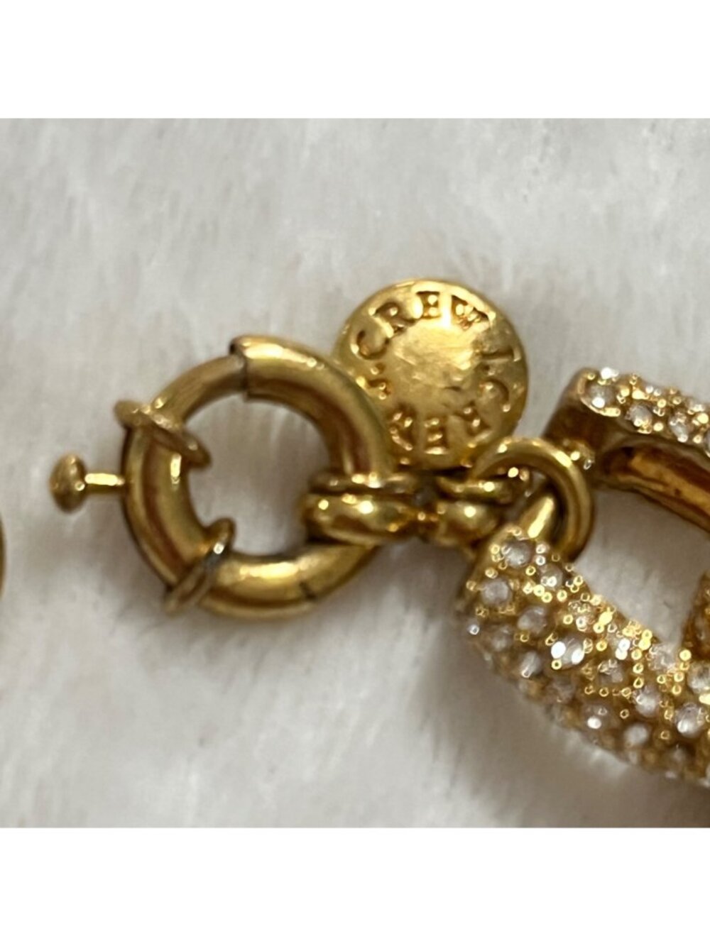 J.Crew Gold Tone Chunky Crystal Pave Jumbo Link Bracelet Vintage Style - Picture 4 of 7